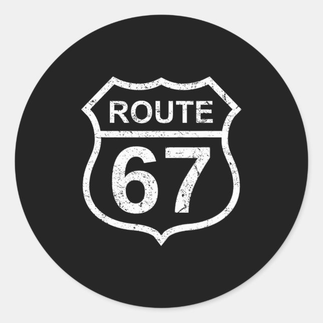 Route 67 Funny Six Seven 6 7 Meme Interstate Highw Classic Round Sticker (Front)