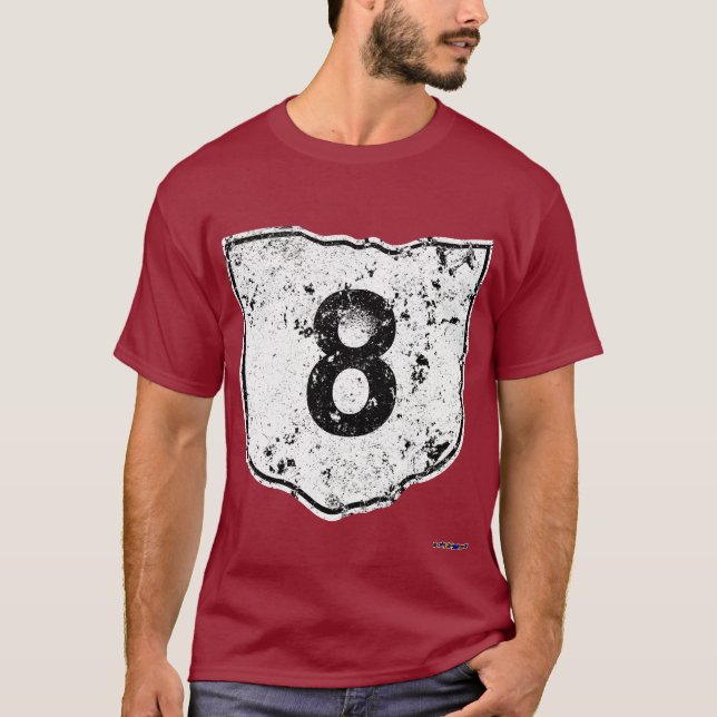 Route 8 road sign - distressed T-Shirt (Front)