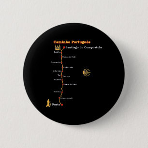 Route Caminho Português De Santiago Stages Camino 6 Cm Round Badge