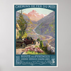 Route des Pyrénées France Vintage Poster 1920