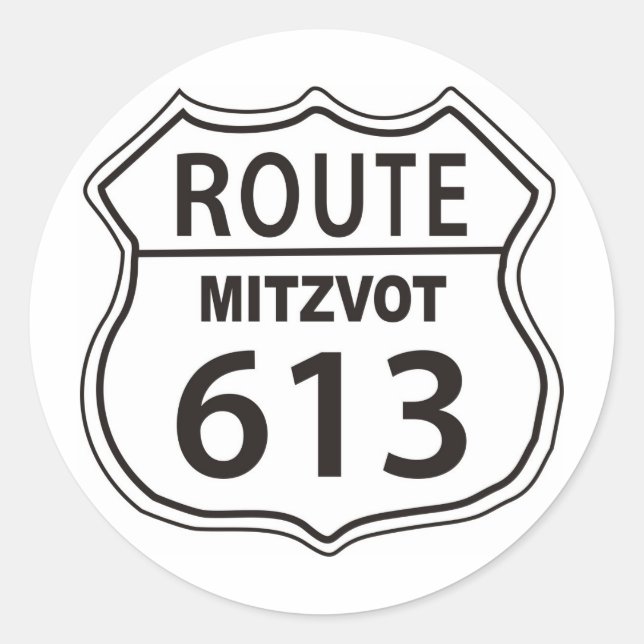 ROUTE MITZVOT 613 CLASSIC ROUND STICKER (Front)