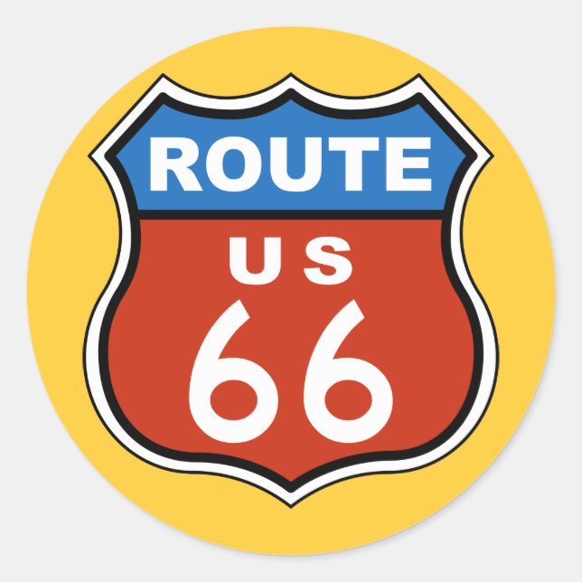 Route US 66 Sign Classic Round Sticker (Front)