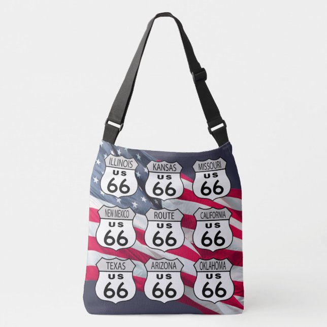 Route US 66 Signs Crossbody Bag (Front)