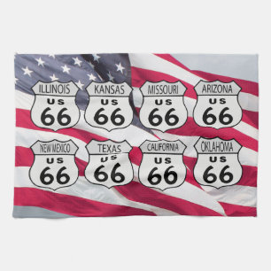 Route US 66 States Tea Towel