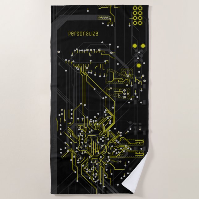 Routing Process Colourful Abstract Modern Cool Dar Beach Towel (Front)