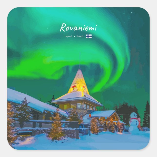 Rovaniemi, Finland - Magic Aurora Square Sticker (Front)