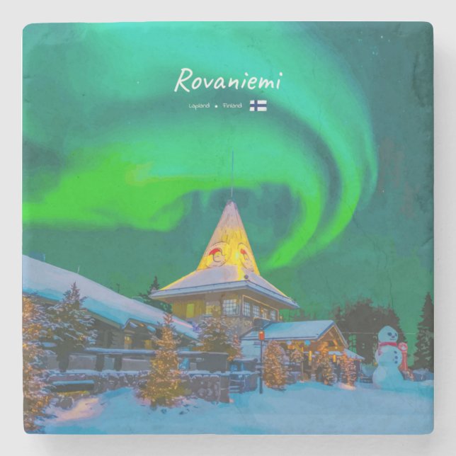 Rovaniemi, Finland - Magic Aurora  Stone Coaster (Front)