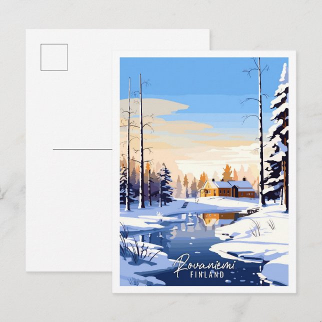 Rovaniemi Finland vintage travel illustration Postcard (Front/Back)