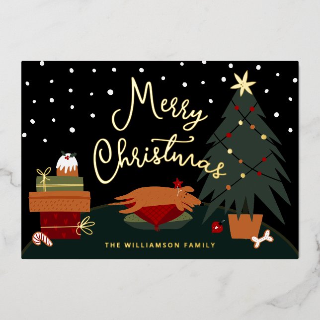 Rover's Christmas Eve Customisable Photo Foil Holiday Card (Front)