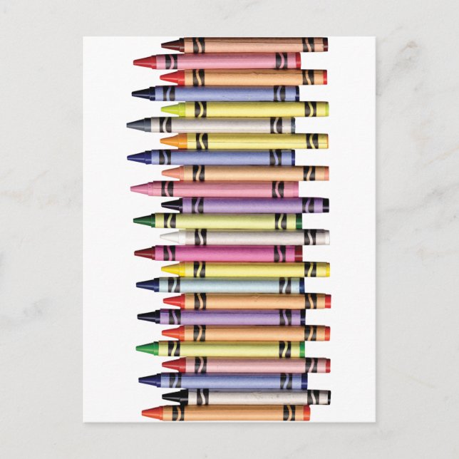 ROW COLORFUL CRAYONS GRAPHIC BACKGROUNDS COLORING POSTCARD (Front)