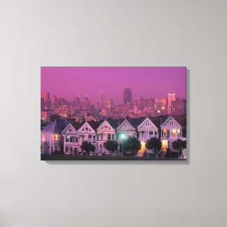 Row houses at sunset in San Francisco, Canvas Print