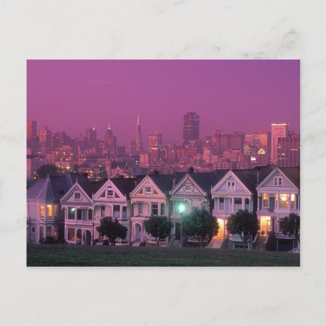 Row houses at sunset in San Francisco, Postcard (Front)