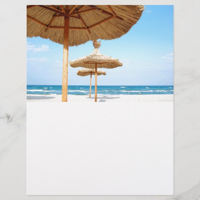 Row-of-beach-umbrellas BEACH GRASS UMBRELLAS OCEAN Flyer (Front)