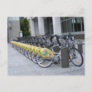 Row of bicycles postcard