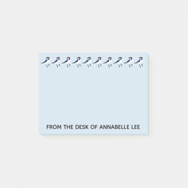 Row of Bluejays Personalise Post-it Notes (Front)