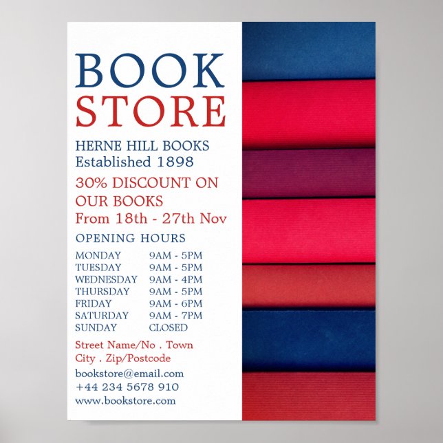 Row of Books, Book Store Advertising Poster (Front)