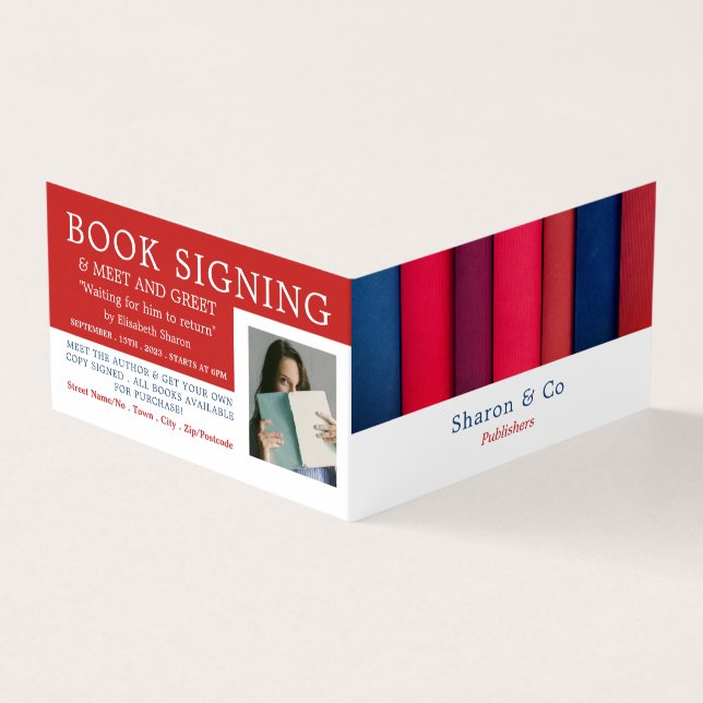 Row of Books, Publisher, Writer Book Signing Business Card (Outside)