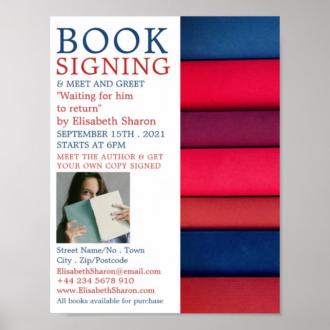 Row of Books, Writers Book Signing Advertising Poster (Front)