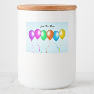 Row of Bright Festive Balloons Many Colours Ribbon Food Label