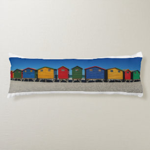 Row of Brightly Coloured Beach Huts Body Cushion