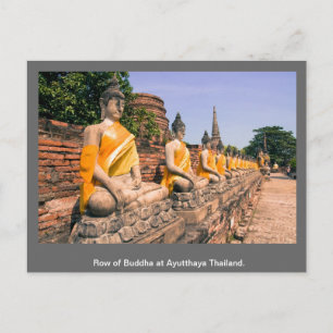 Row of Buddha at Ayutthaya Thailand. Postcard