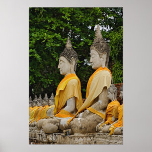 Row of Buddha statues, Wat Yai Chaya Mongkol Poster