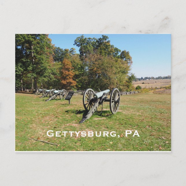 Row of cannons on the Gettysburg Battlefield Postcard (Front)