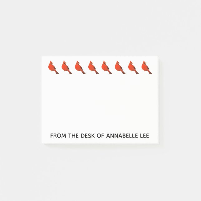 Row of Cardinals Personalise Post-it Notes (Front)