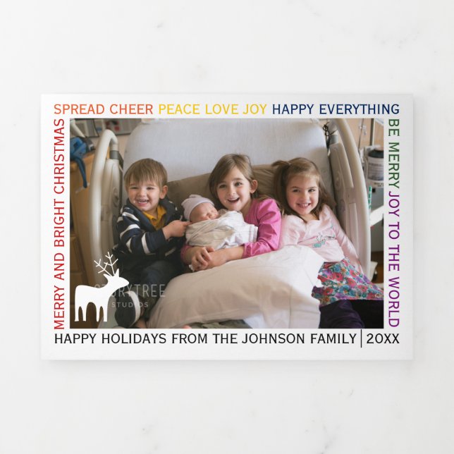 Row of Christmas wishes holiday photo card (Cover)