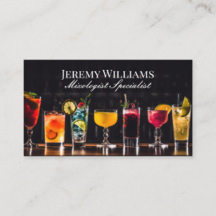 Row of Cocktail Drinks at Bar Business Card