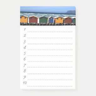 Row of Colorful Beach Huts List Post-it Notes