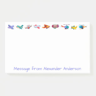 Row of Colourful Aeroplanes Personalise Notes