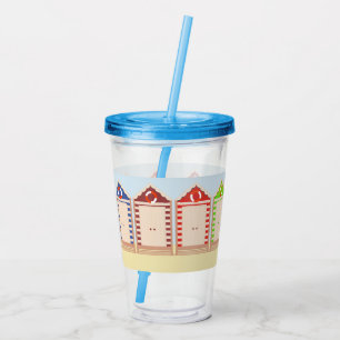 Row of Colourful Beach Huts Acrylic Tumbler