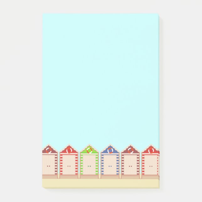 Row of Colourful Beach Huts Post-it Notes (Front)