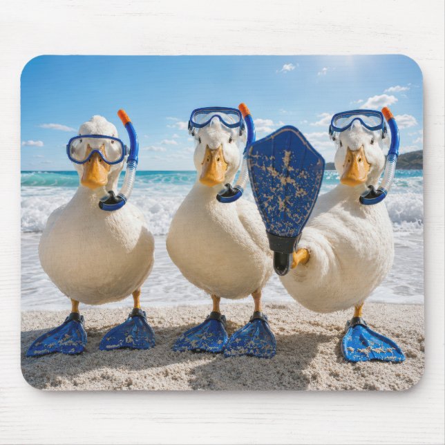 Row of Ducks with Snorkelling Gear Mouse Mat (Front)