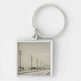Row of Electricity Poles Key Ring