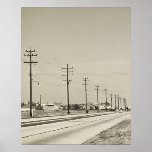 Row of Electricity Poles Poster