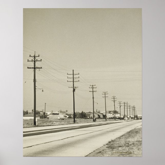 Row of Electricity Poles Poster (Front)