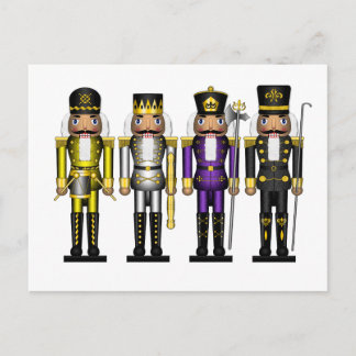 Row of Five Non-Binary Pride Flag Nutcrackers Postcard