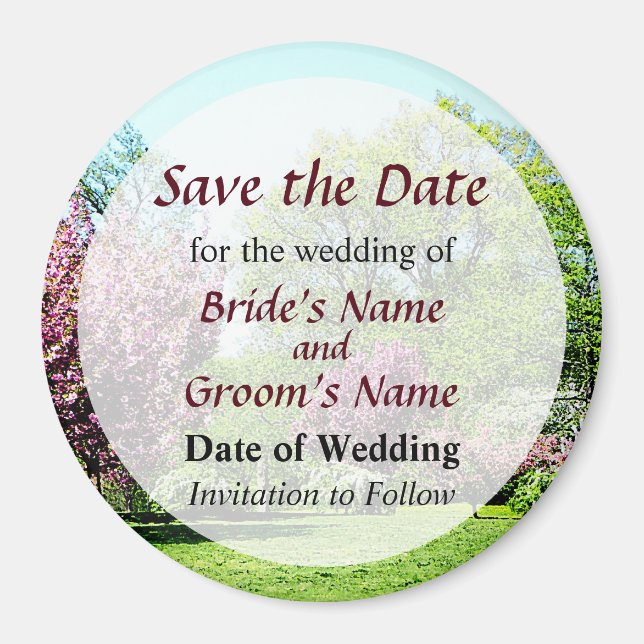 Row of Flowering Trees Save the Date Magnet (Front)