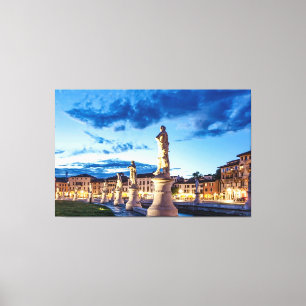 Row of illuminated statues in Padova Canvas Print