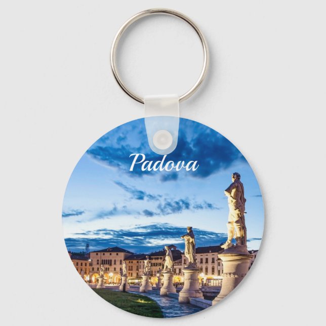 Row of illuminated statues in Padova Key Ring (Front)