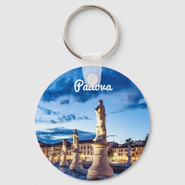 Row of illuminated statues in Padova Key Ring (Front)