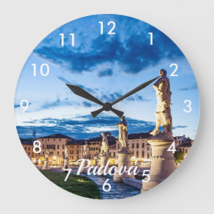 Row of illuminated statues in Padova Large Clock