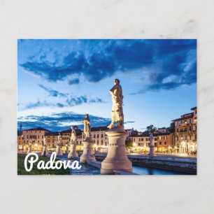 Row of illuminated statues in Padova Postcard