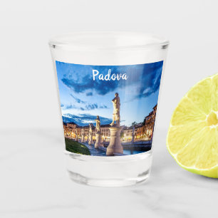 Row of illuminated statues in Padova Shot Glass