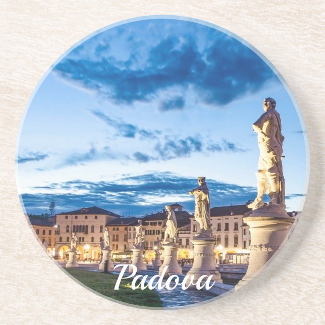 Row of illuminated statues Padova Coaster (Front)