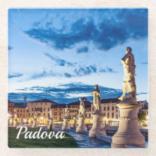 Row of illuminated statues Padova Glass Coaster