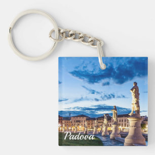 Row of illuminated statues Padova Key Ring