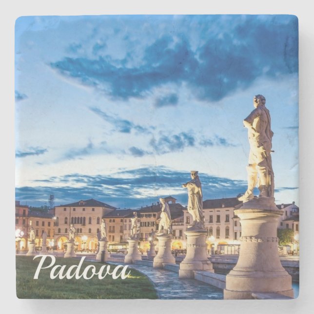 Row of illuminated statues Padova Stone Coaster (Front)